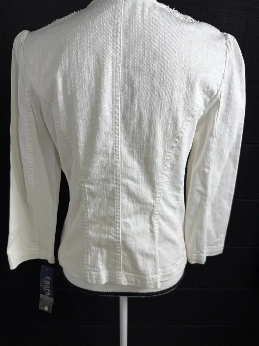 Chaps White Embroidered Button-Front Women’s Shirt/Jacket , puff sleeve NWT Med